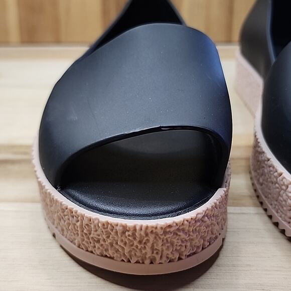 MELISSA SHOES PUZZLE BLACK OPEN-TOE SLIP ON PLATFORM LOAFERS SIZE 40 SCENTED - Picture 5 of 16